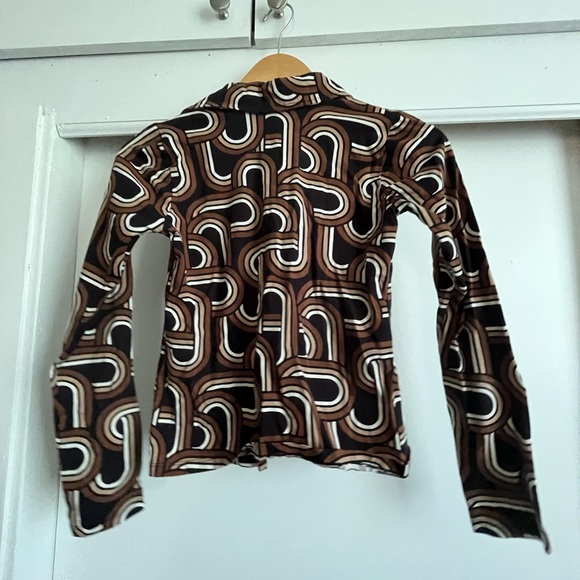 Retro Print open hook blouse - Picture 3 of 4